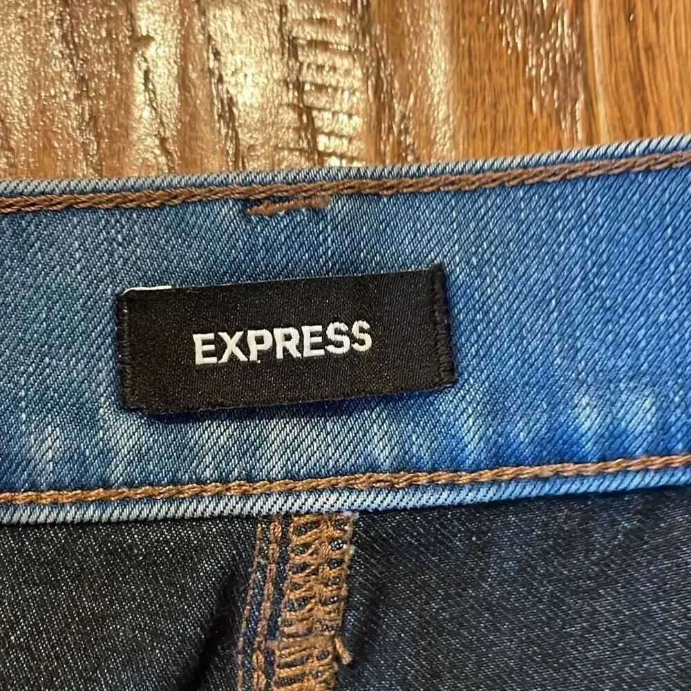 Express super high rise skinny seam front raw hem jeans 4 - Picture 7 of 12